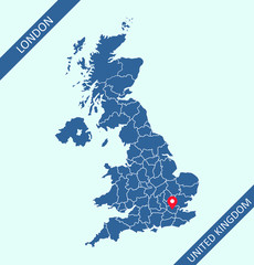 Map of UK with capital location London