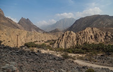 Fototapeta na wymiar Village in the mountains of Wadi Bani Awf in Western Hajar