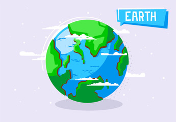 Vector illustration of the planet earth, with a cloud for text