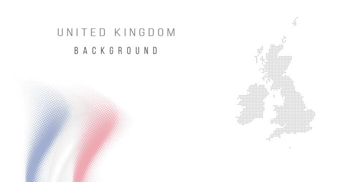United Kingdom country map backgraund made from halftone dot pattern, Flag concept. Vector illustration isolated on white background