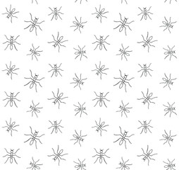 Vector seamless pattern of hand drawn doodle sketch ant isolated on white background