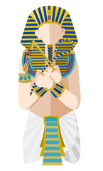 Flat vector illustration of young pharaoh Tutankhamen isolated on a white background 