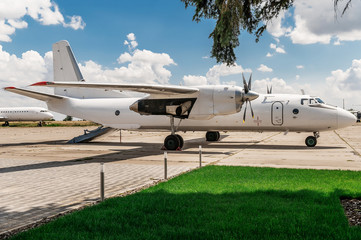 Fototapeta na wymiar Exterior of AN-26 cargo aircraft parked at the airport