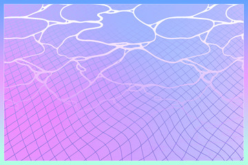 Aesthetic swimming pool and reflect ripple on water surface, pastel rainbow pink and violet manga / anime art style, japanese citypop nostalgic feeling