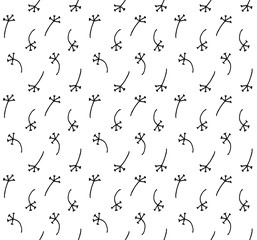 Vector seamless pattern of hand drawn doodle sketch black dandelion branch isolated on white background