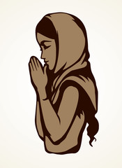 Vector image of the praying girl