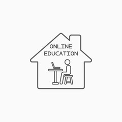 online education icon, online learning at home vector