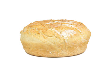 Homemade fresh natural baked around bread with flour