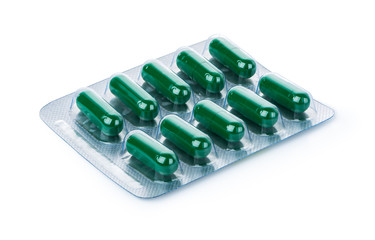 Blister of green capsules