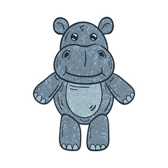 Obraz premium Outlined illustration of a textured cartoon hippopotamus. On white background..
