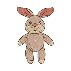 Fototapeta premium Outlined illustration of a textured cartoon rabbit. On white background..