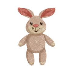 Textured cartoon rabbit illustration. On white background