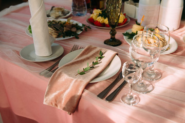 Beautiful table setting on a holiday - 335908005