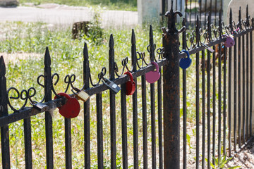 locks on the fence, love locks symbolizing love