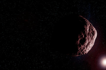 An asteroid in space. Elements of this image were furnished by NASA.