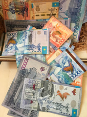 Money country Kazakhstan large bills background for design
