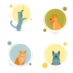 Cat and Dog Character. Domestic Animal or Pet.