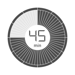 The 45 minutes, stopwatch icon, digital timer. Vector illustration.