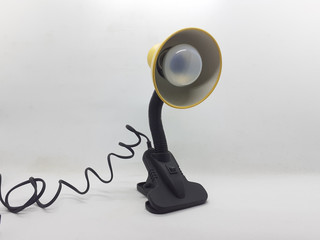 Yellow Colorful Desktop Lamp with Clamp for Home Interiors Accessories in White Isolated Background