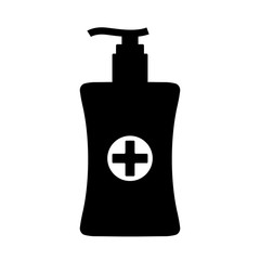hand sanitizer icon silhouette on a white background. Vector illustration