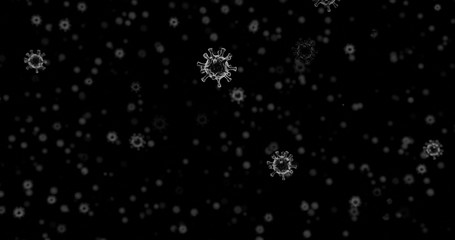 Render with monochrome background with a virus, soft focus