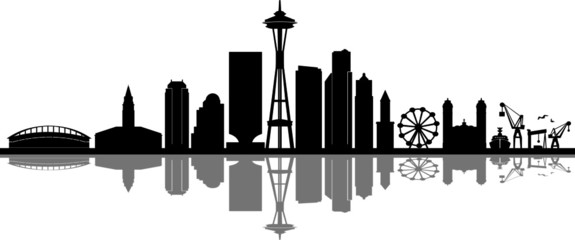 Obraz premium SEATTLE City Skyline Silhouette Cityscape Vector