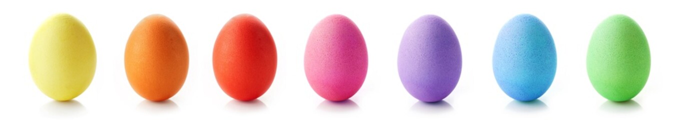 Colored easter eggs isolated on white background