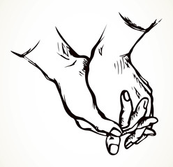 Praying hands. Vector drawing icon