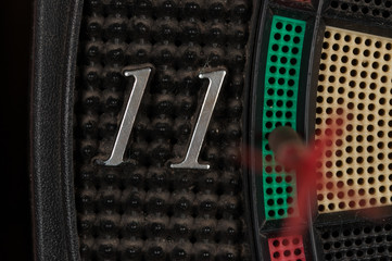 Red and blue dart arrrow hitting in the target.Darts sport concept