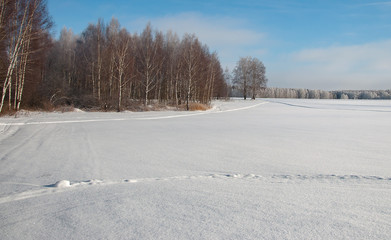 Beautiful winter landscape with lot of snow