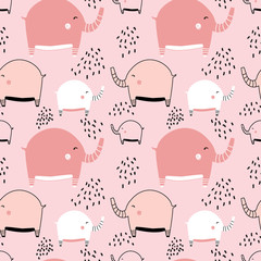 elephant polka pink pattern girl tee illustration art vector