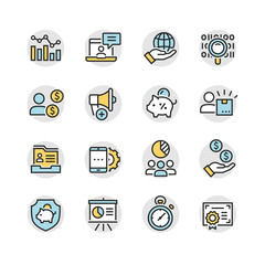 Global business vector icons set
