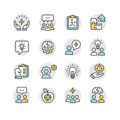 Collection of startup thin line icons
