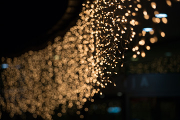 Many little lamps, decoration lights, ornamental bokeh.