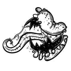 Funny monster for coloring book. Food monster. Vector illustration