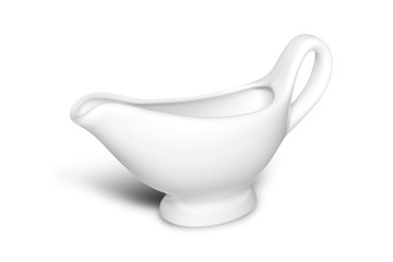 Empty ceramic gravy boat isolated on white background