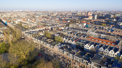 Aeria view on Amsterdam houses.