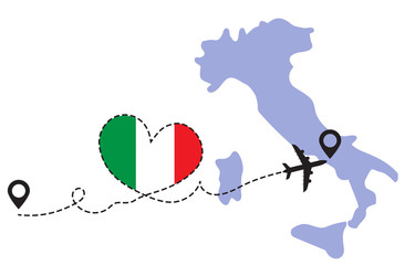 Travel to Italy by airplane concept. I love Italy vector illustration