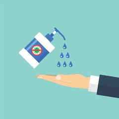 Hand sanitizer. Vector illustration in a flat style