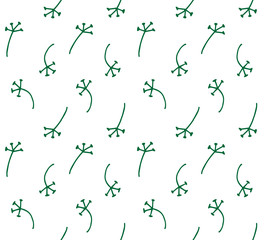 Vector seamless pattern of hand drawn doodle sketch green dandelion branch isolated on white background