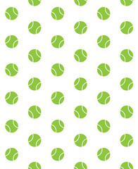 Vector seamless pattern of flat cartoon green tennis ball isolated on white background
