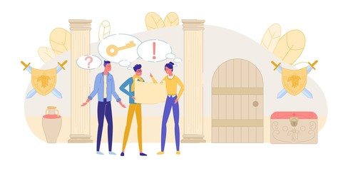 People Participating Medieval Quest Room in Museum