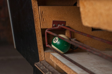 Billiards balls on billiards table. Billiard sport concept