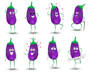 eggplant with many expression. Vector illustration