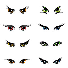 A Collection of Cartoon Style Eyes of Women Abstract In Color Illustration Vector