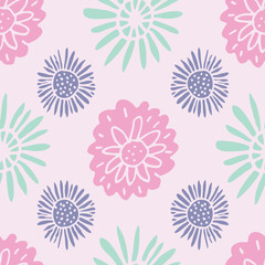 Fototapeta na wymiar Fresh floral vector repeat. Perfect for home, kids, stationary, wrapping, scrapbooking.