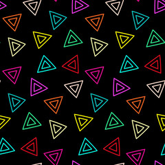neon geometric pop doodle hand-drawn triangles seamless pattern