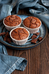 Double chocolate  muffins for  dessert