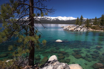 Lake Tahoe Water Mountains and Snow - California Nevada 