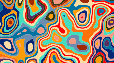 Fototapeta na wymiar Multi-color divorces blobs. Warped lines colorful background. Modern abstract creative backdrop with multicolor variable width stripes. Lines map pattern.